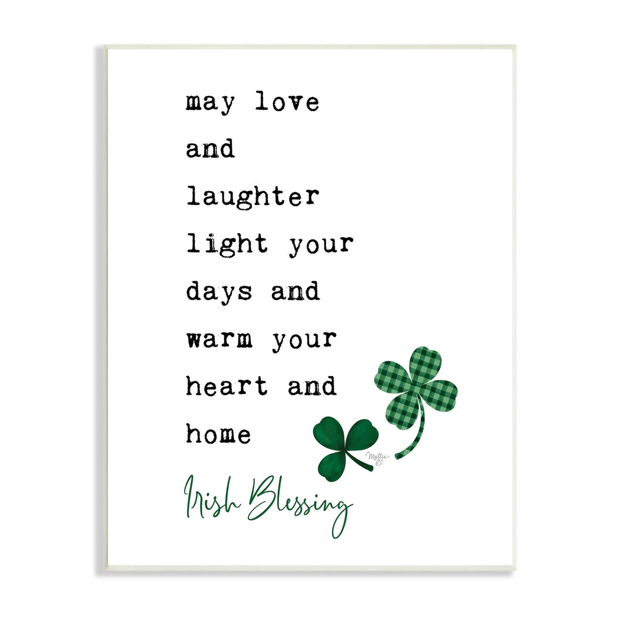 Stupell Industries Heart & Home Touching Irish Blessing Clover Motif Canvas Wall Art